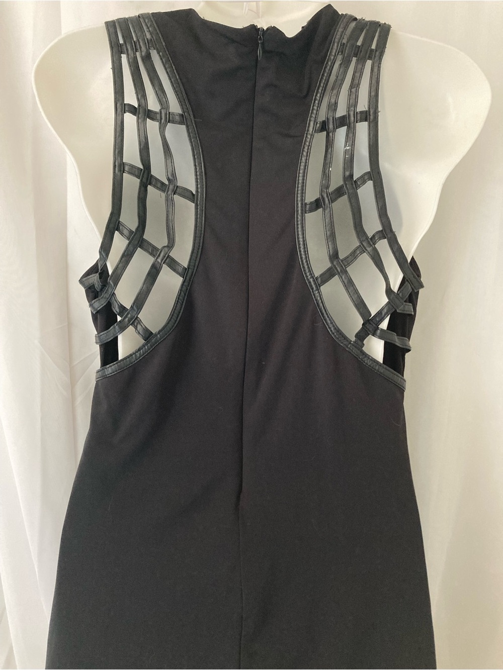 So Nice Black Draped Mini Dress Cage Back Cocktail Size L